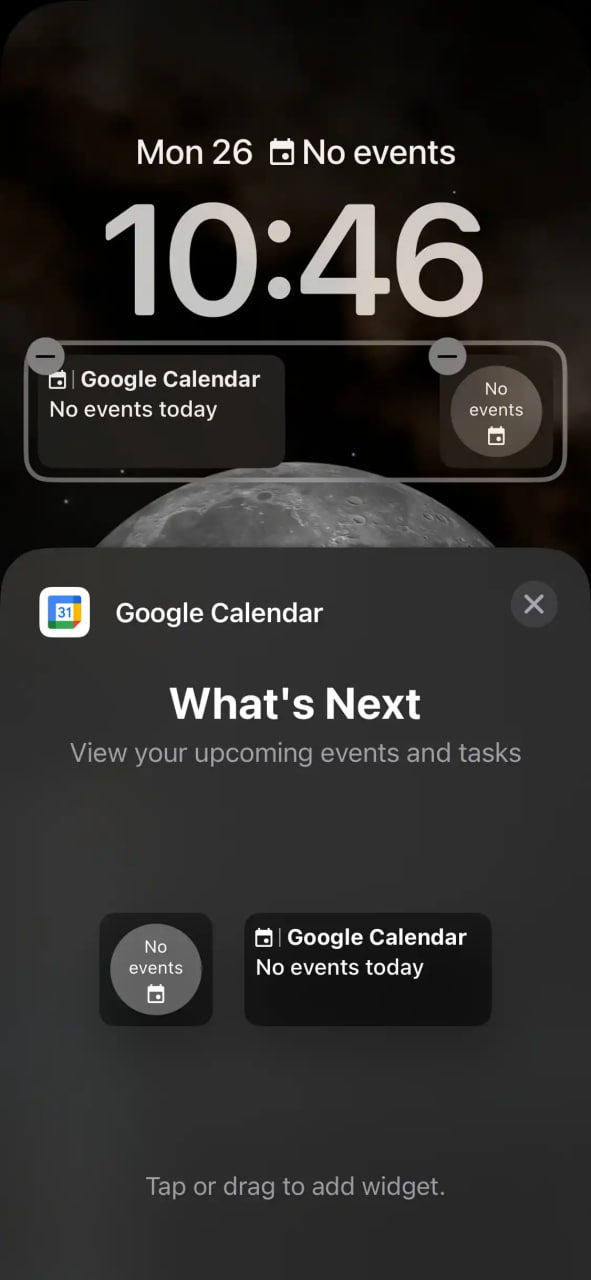 Google Calendar iOS iPadOS Lockscreen Widgets