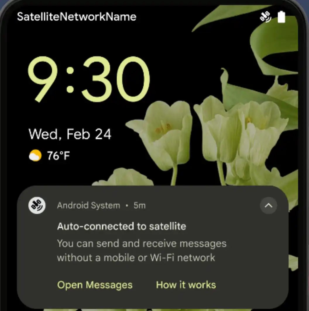 Android 15 DP2 Satellite Connectivity Notification