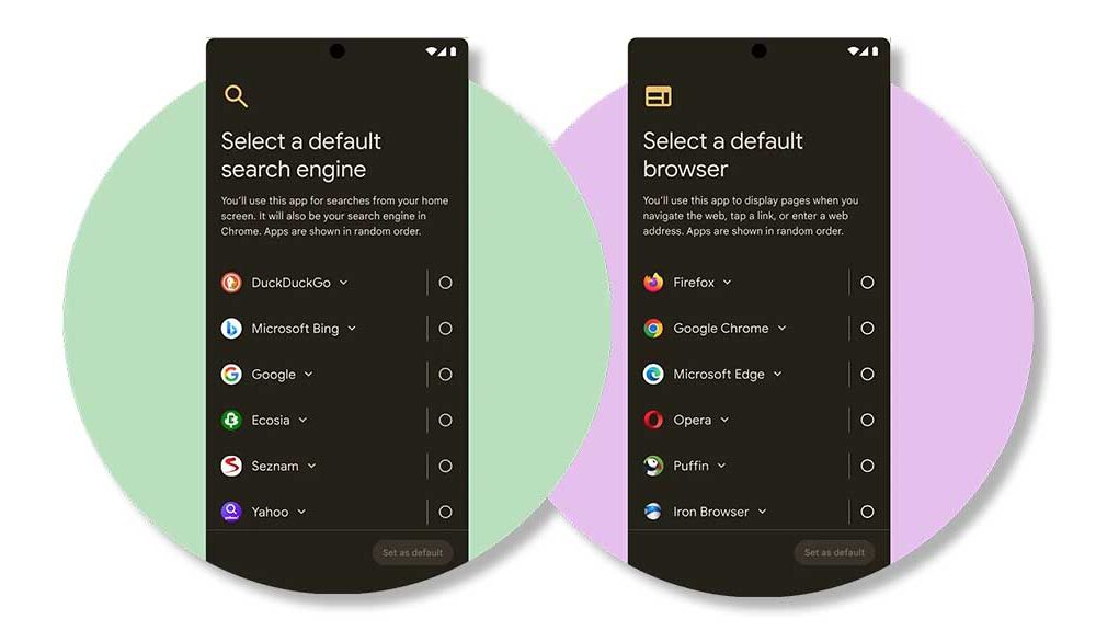 Google Android Choice Screens