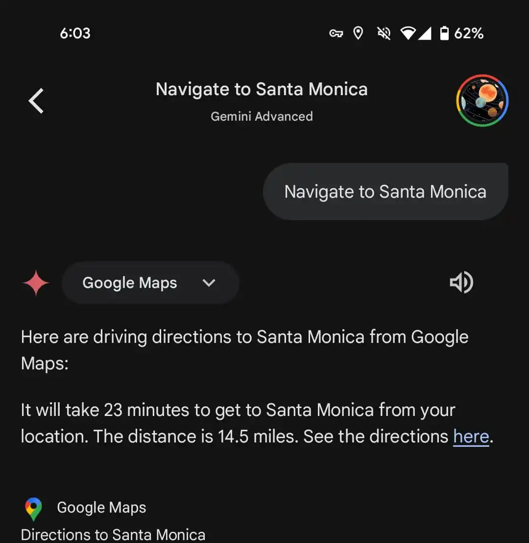 Gemini Google Maps Navigation