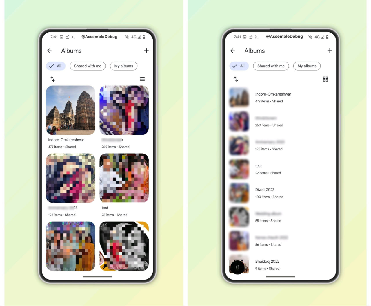 Google Photos Albums List Grid View