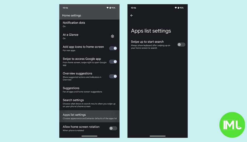 Android 15 DP2 Pixel Launcher Apps List Settings