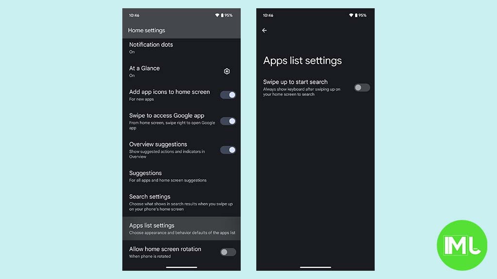 Android 15 DP2 Pixel Launcher Apps List Settings